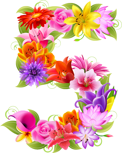 0 73484 1c1d23d9 L - Floral Numbers Clipart Flowers (398x500)