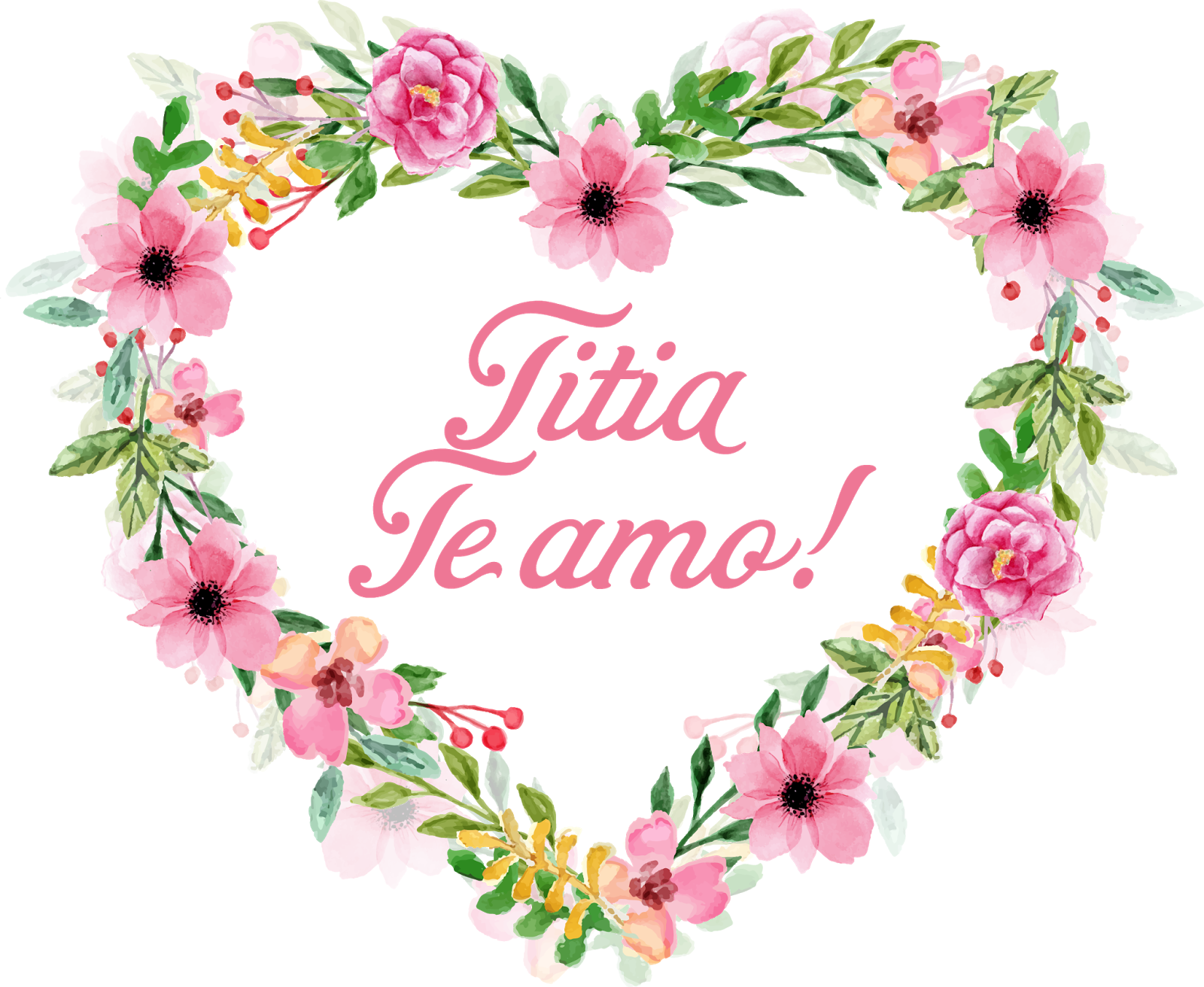 Titia - Flower Heart Watercolor Png (1600x1312)