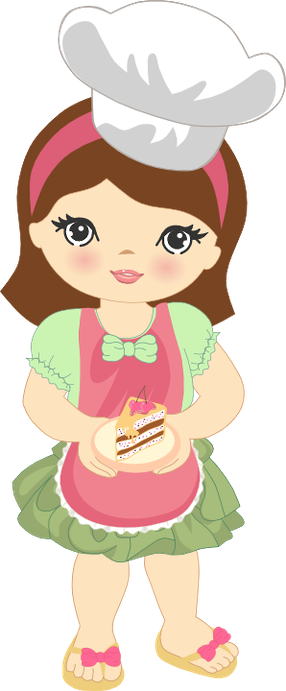 Cute Clipart Girl Baking Minus - Desenho De Boneca Cozinheira (286x691)