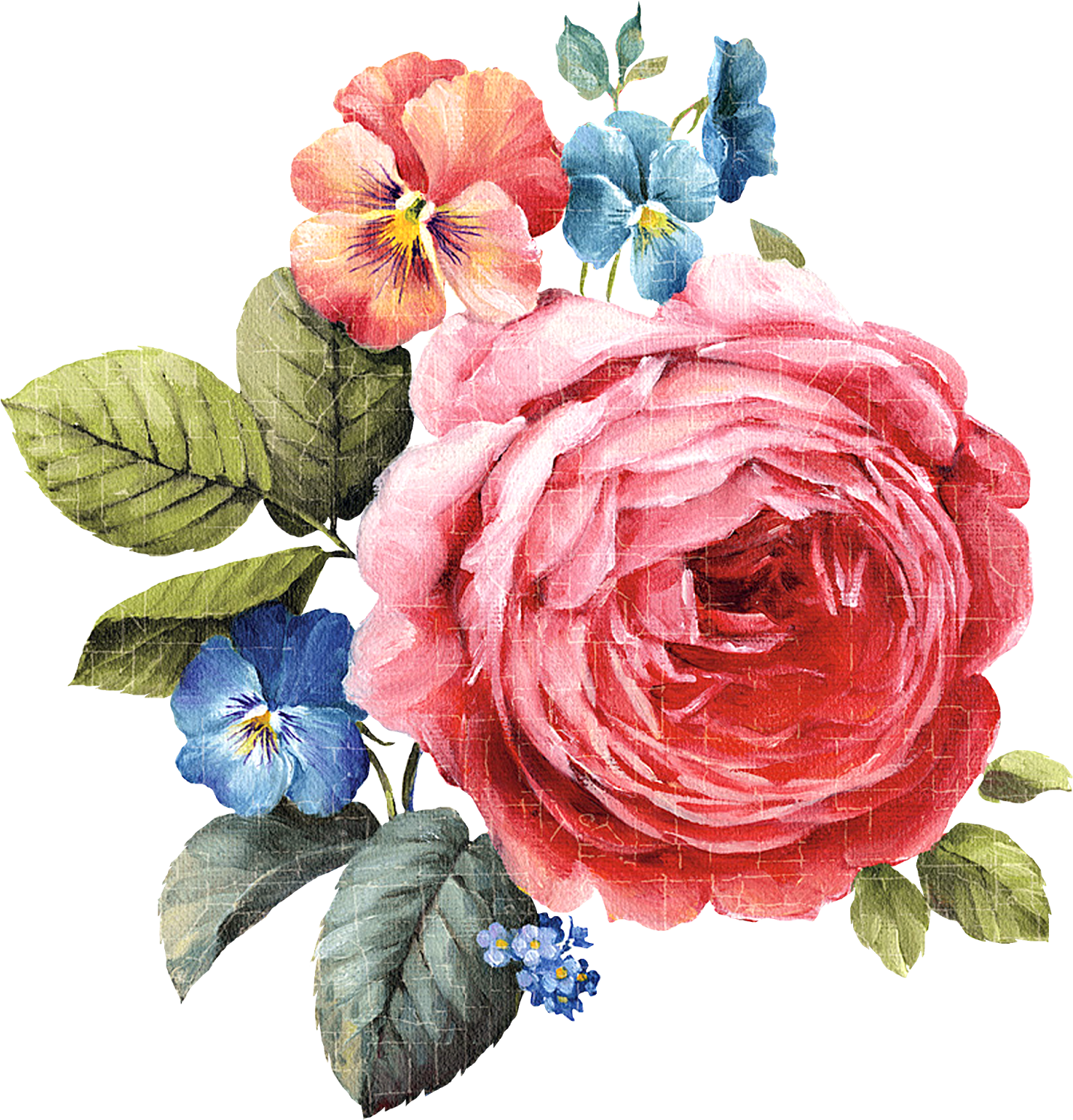Decoupage Flower, Flower Painting, Flower Painting - Flowers Painting Png (1600x1600)