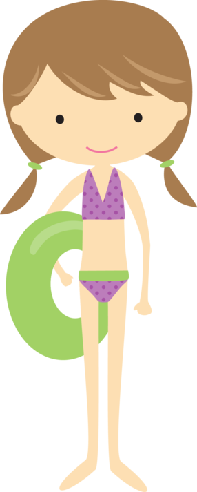 Brown Haired Girl With Purple Swimsuit - Girl Wearing Swimsuit Clipart (286x712)