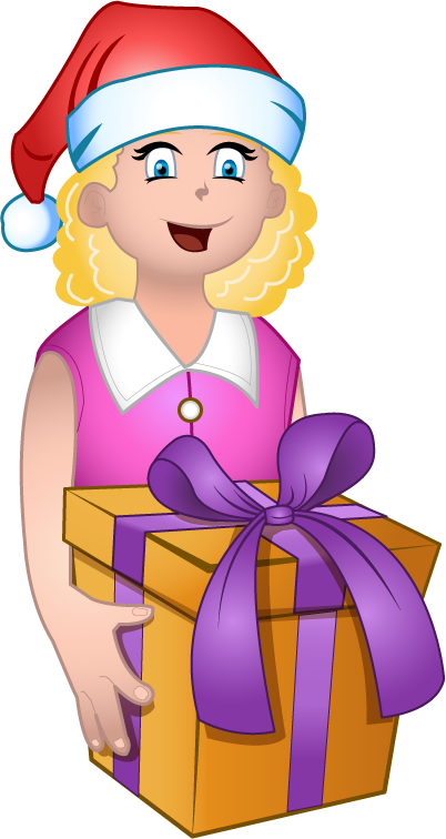 Free Clip Art Holiday Clip Art Christmas Little Girl - Clipart Get A Present (402x756)