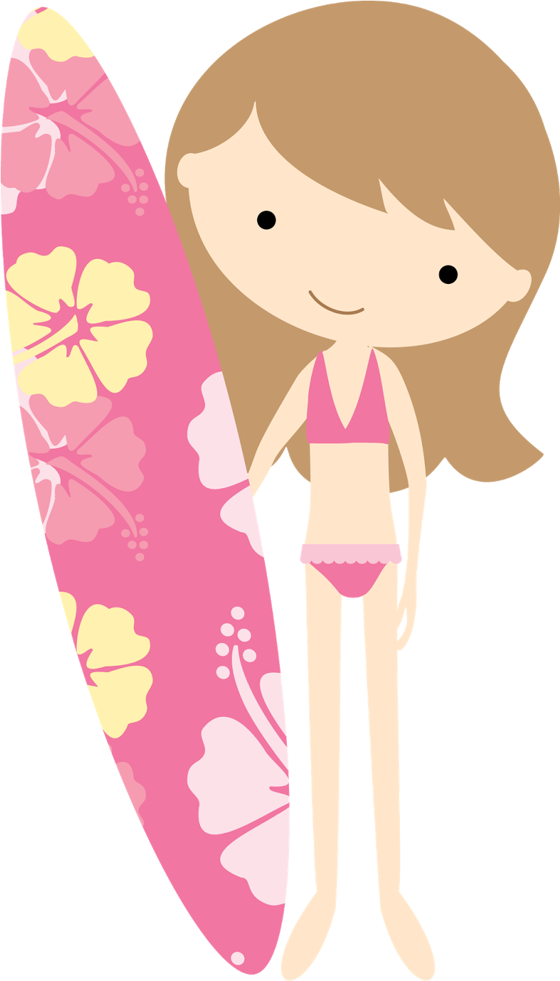 Surfer Girl Clipart - Luau Party Clip Art (811x1600)