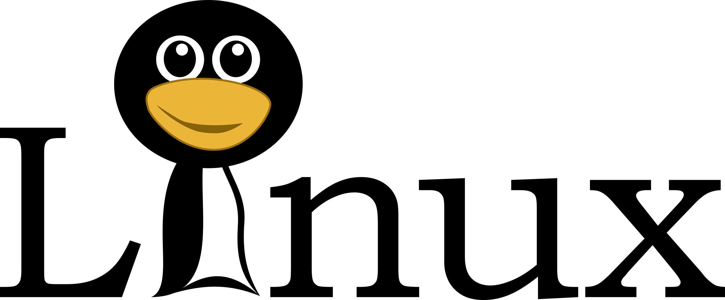 Text With Funny Tux Face - Linux Png (2400x993)