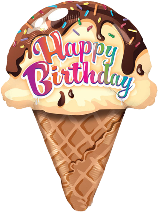 Free Ice Cream Clipart - Happy Birthday With Ice Cream (563x719)