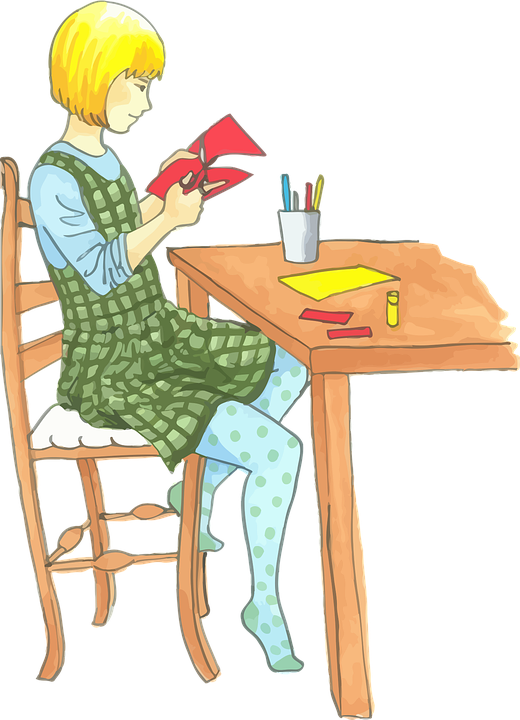 Girl Crib Cliparts 18, - Girl Working On A Project Clipart (520x720)