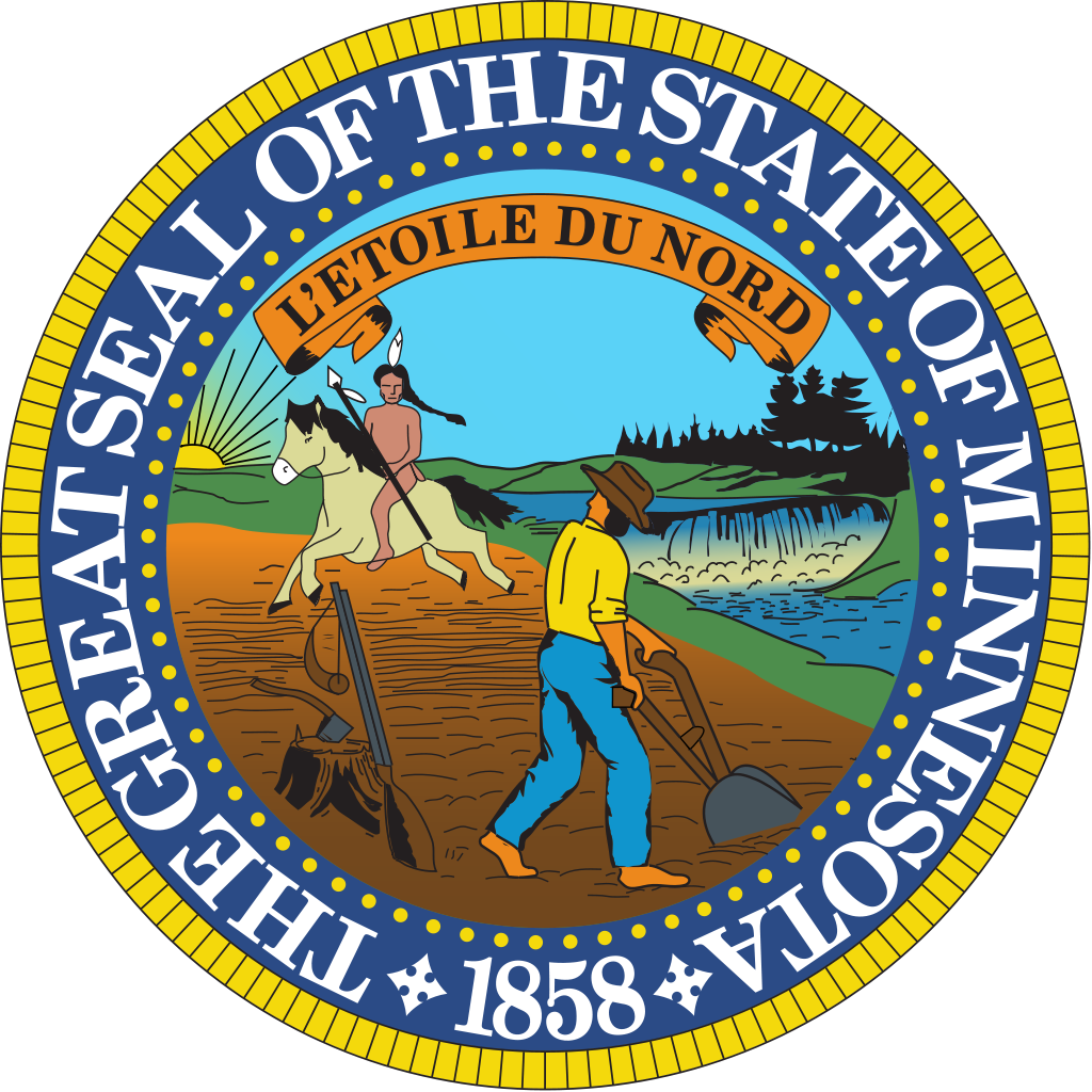 Indiana State Seal Minnesota State Seal, Shown On State - Minnesota Becomes A State (1024x1024)