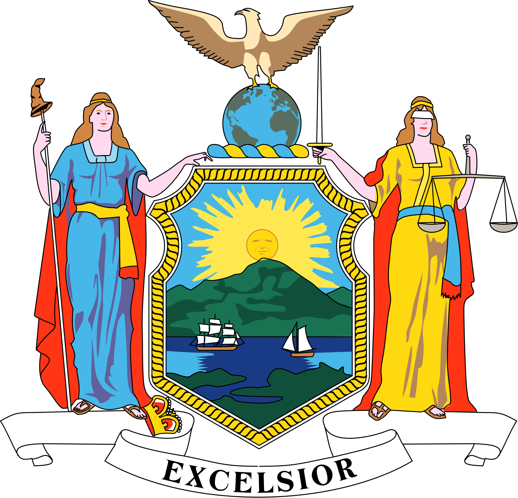 New York State Seal - New York State Flag 2016 (2000x1923)