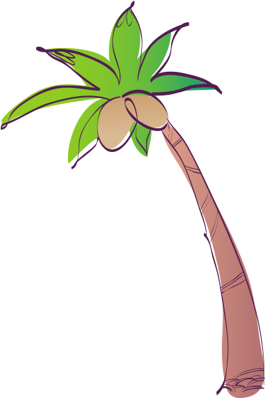 Cartoon Hand Painted Coconut Tree Picture - Beach (600x600)