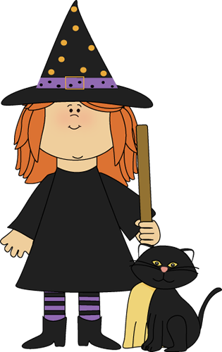 Witch And Cat Clipart (315x500)