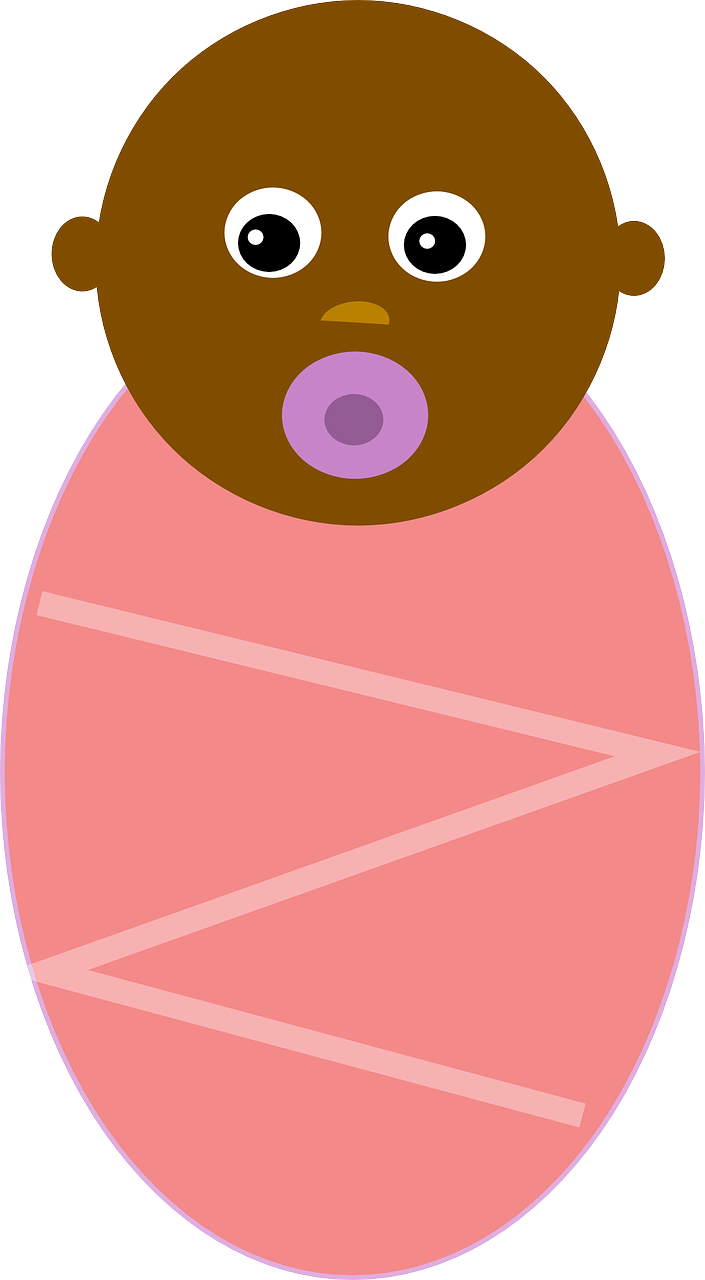 Black, Girl, Brunette, Infant, Newborn - Newborn Black Baby Cartoon (705x1280)