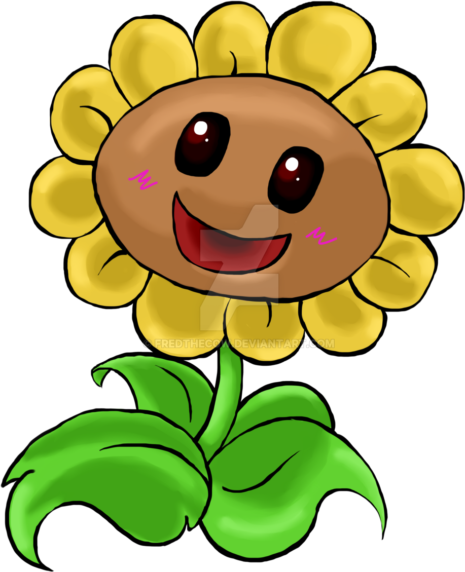 Happy Lil Sunflower By Fredthecow Happy Lil Sunflower - Sun Flower Cartoon Images Png (1024x1325)