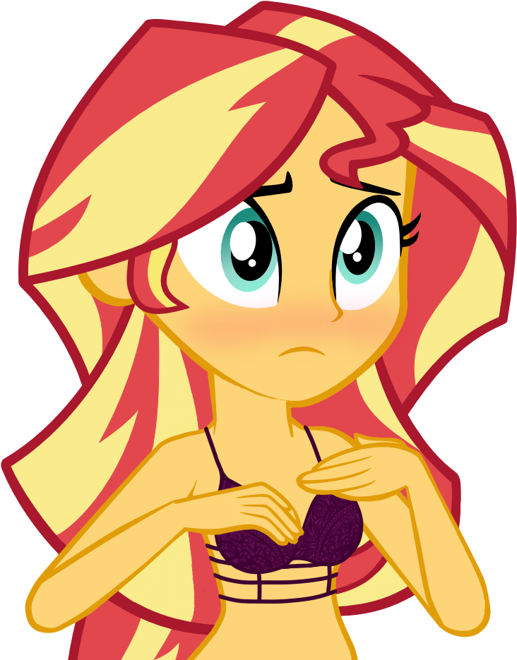 Blushing, Bra, Clothes, Edit, Editor - Sunset Shimmer Equestria Girl (744x1052)