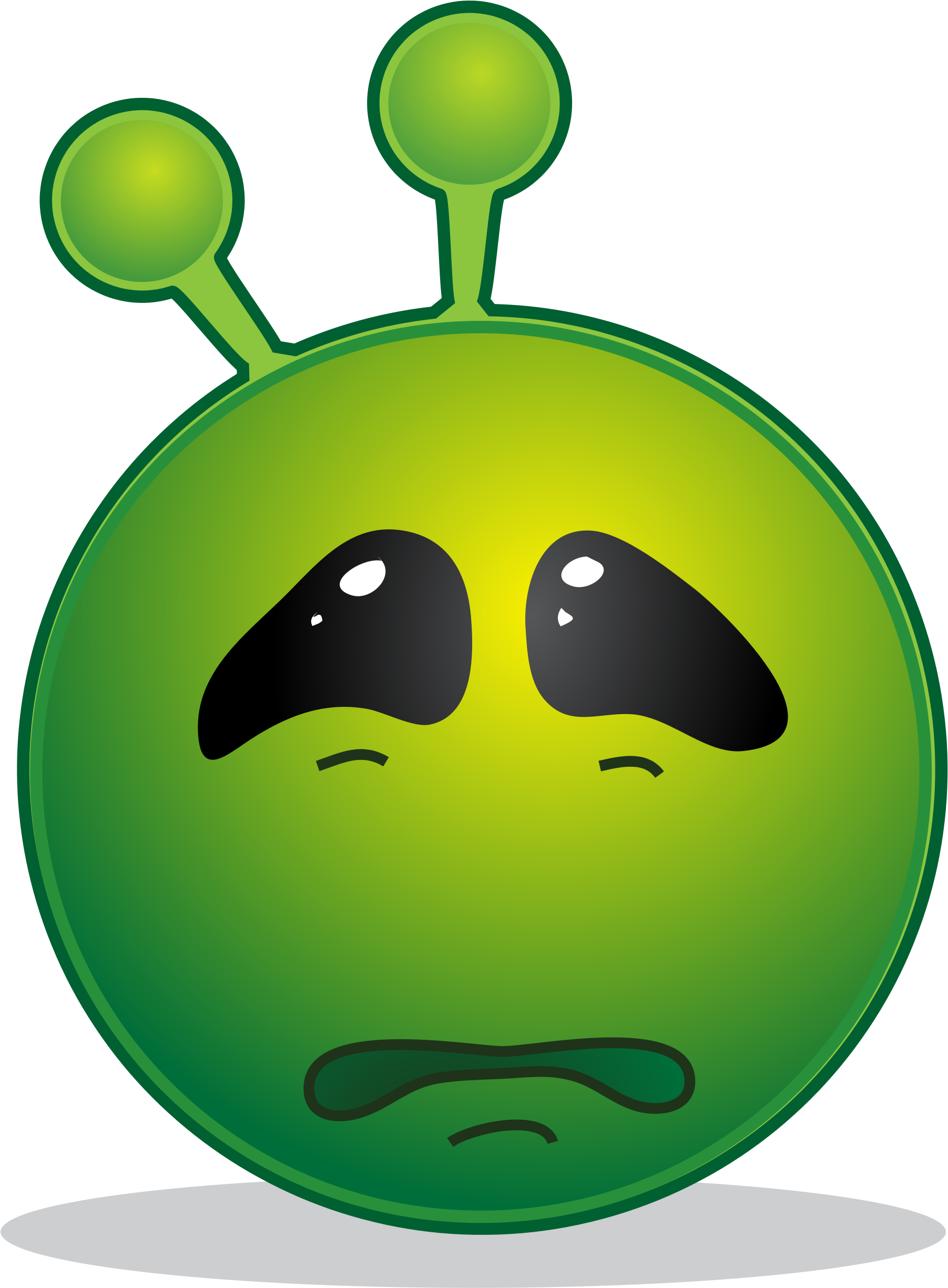 Smiley Green Alien Sad - Punny Alien Phobia Square Car Magnet 3" X 3&q (2000x2537)