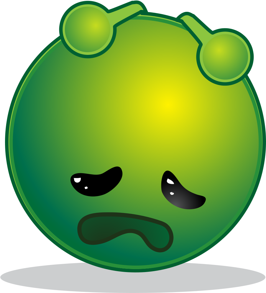 Smiley Green Alien Depresive - Afraid Emoticon Color Green (2000x2537)