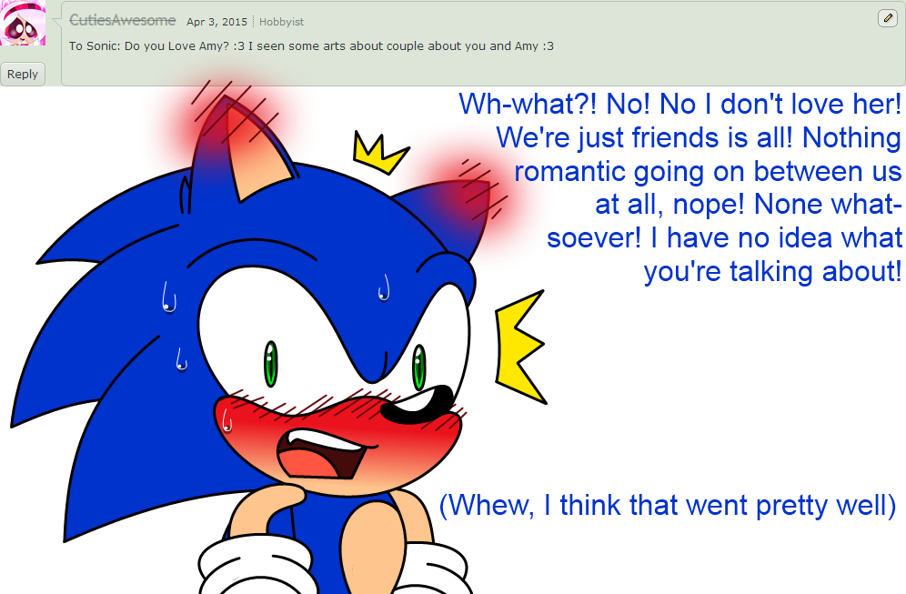 Ask Sonic - Sonic The Hedgehog Blushing (996x653)