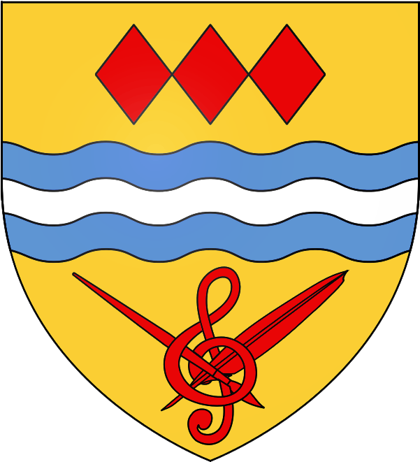 D'azur À La Plume D'argent Et À L'épée Du Même Passées - Bourron-marlotte (613x669)