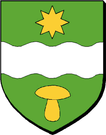 D'or À La Fasce D'azur, Accompagné En Chef De Deux - Emblem (440x556)