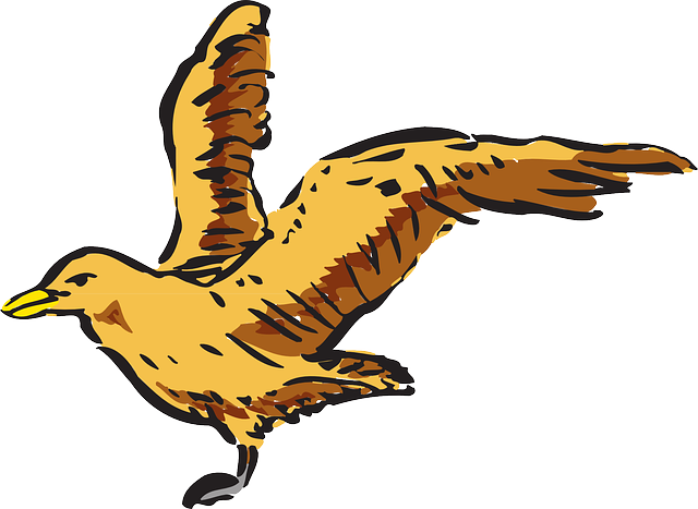 Bird, Flying, Wings, Side, Art, Animal, Feathers - Bird Side View Png (640x467)