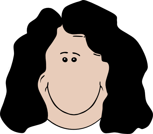 Face Cartoon Black Hair (600x526)