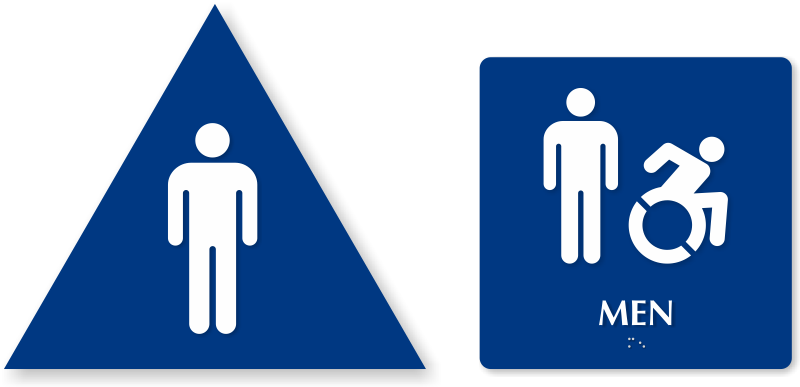 Zoom, Price, Buy - Mens Restroom Sign Triangle (800x387)