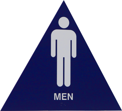 Ada Grade 2 Braille Male Triangle Restroom Sign - Men And Women Restroom Sign (600x400)