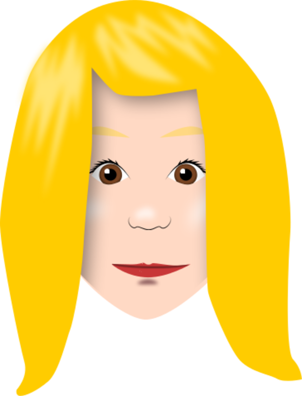 Girl Face With Blonde Hair Vector Clip Art - Straight Hair Person Clipart (600x786)
