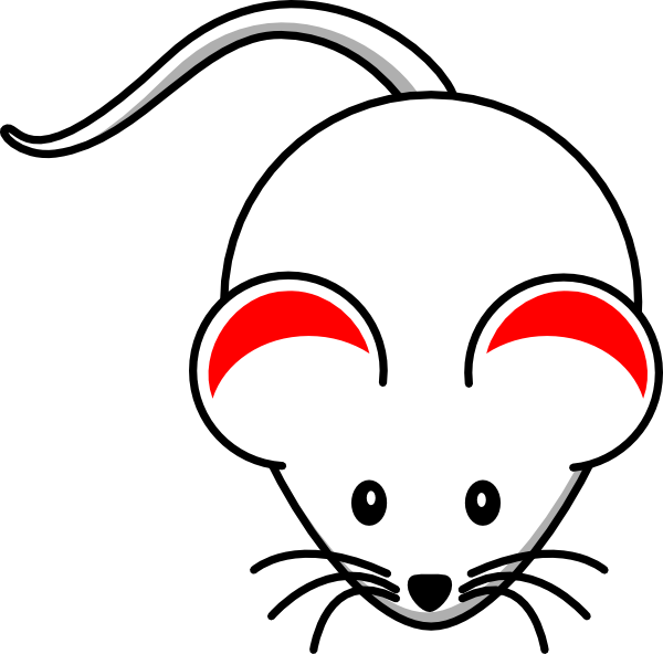 White Mouse Red Ears Clip Art - Mouse Clip Art (600x592)