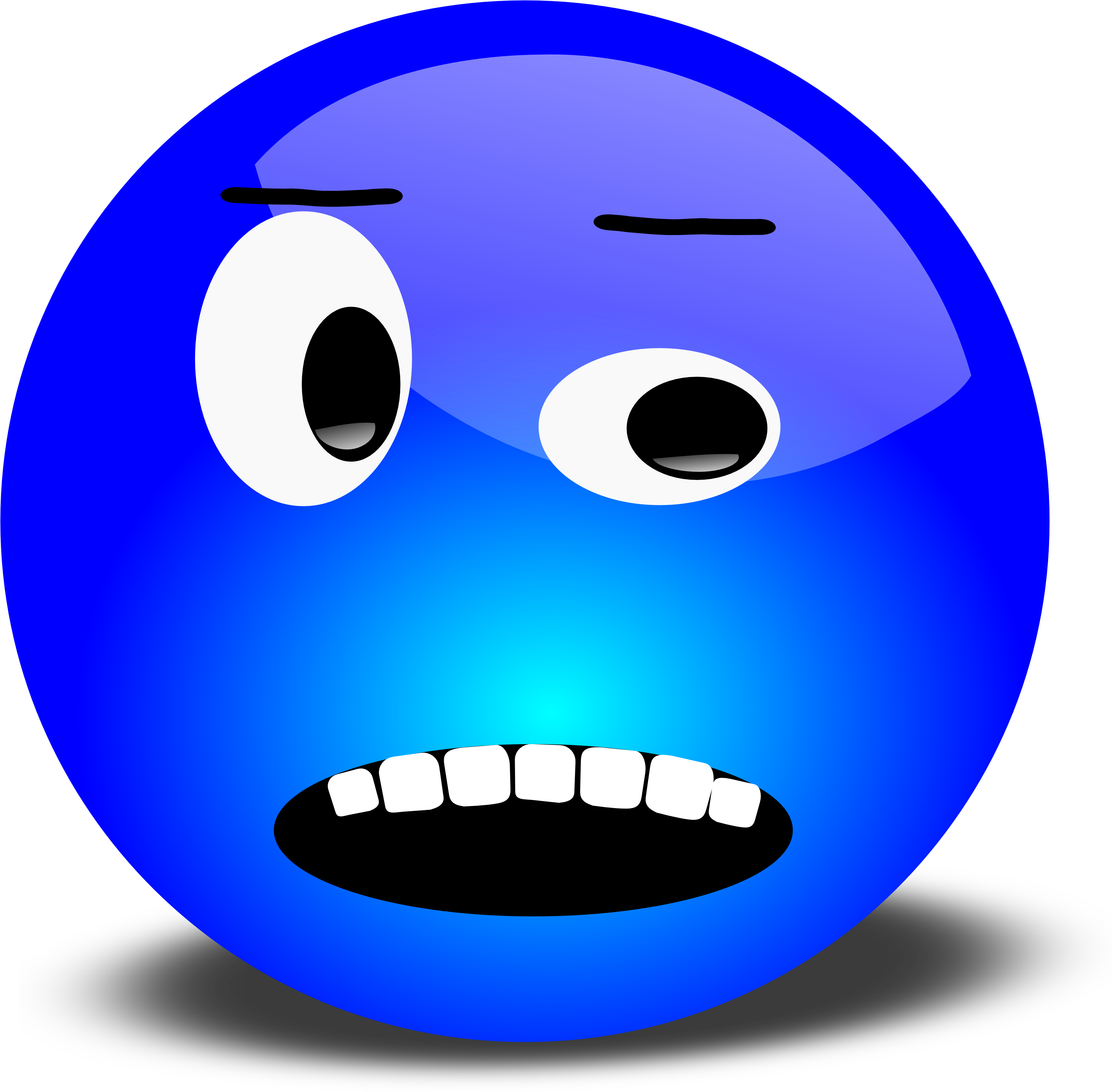 Free 3d Annoyed Smiley Face Clipart Illustration - Blue Smiley Face (3200x3134)