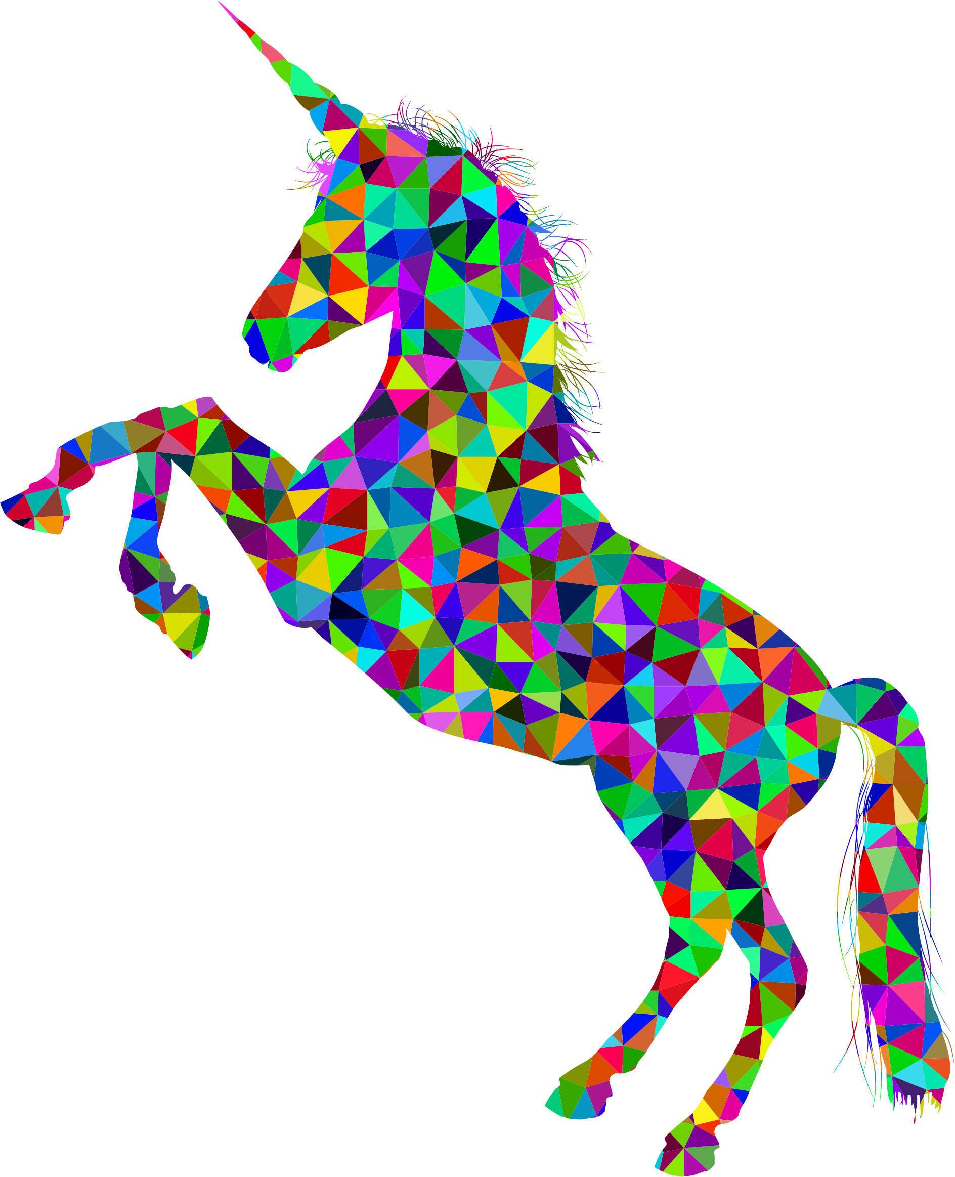 Poly Prismatic Unicorn Silhouette - Low Poly Unicorn (1888x2326)