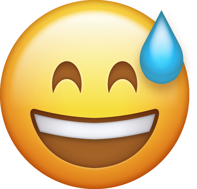 Sweating Emoji Cliparts - Happy Emoji Transparent Background (666x640)
