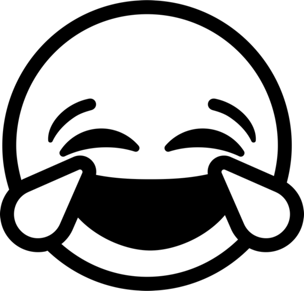 Laughing Tears Emoji Rubber Stamp - Laughing Emoji Black And White (600x573)