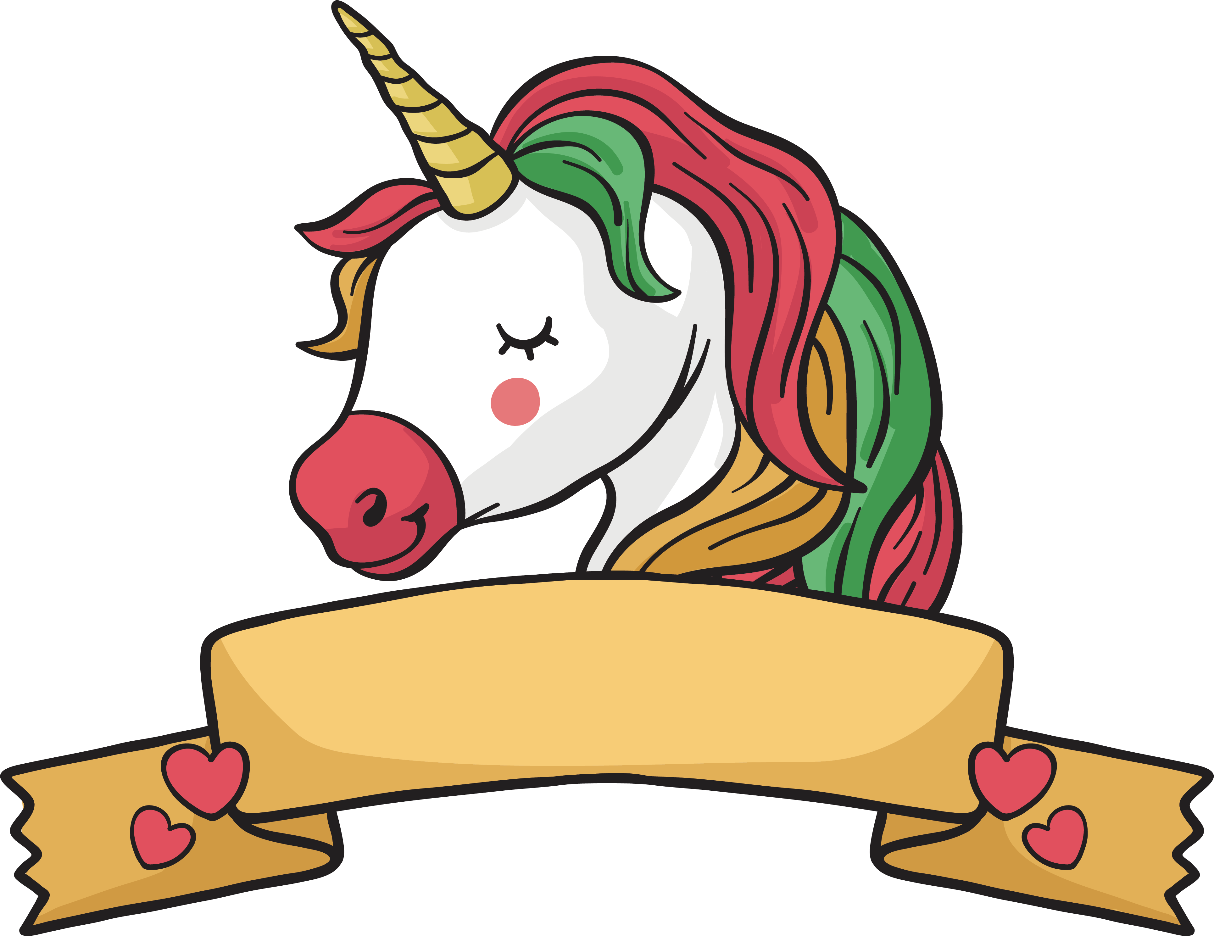 Unicorn Ribbon Title Box - Unicorn Clipart Png (3860x2976)