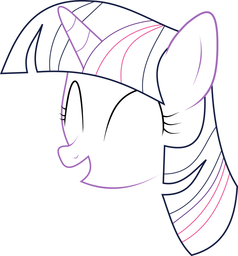 Unicorn Outline Twilight Sparkle Outline By Shadow - Twilight Sparkle Face Outline (900x969)