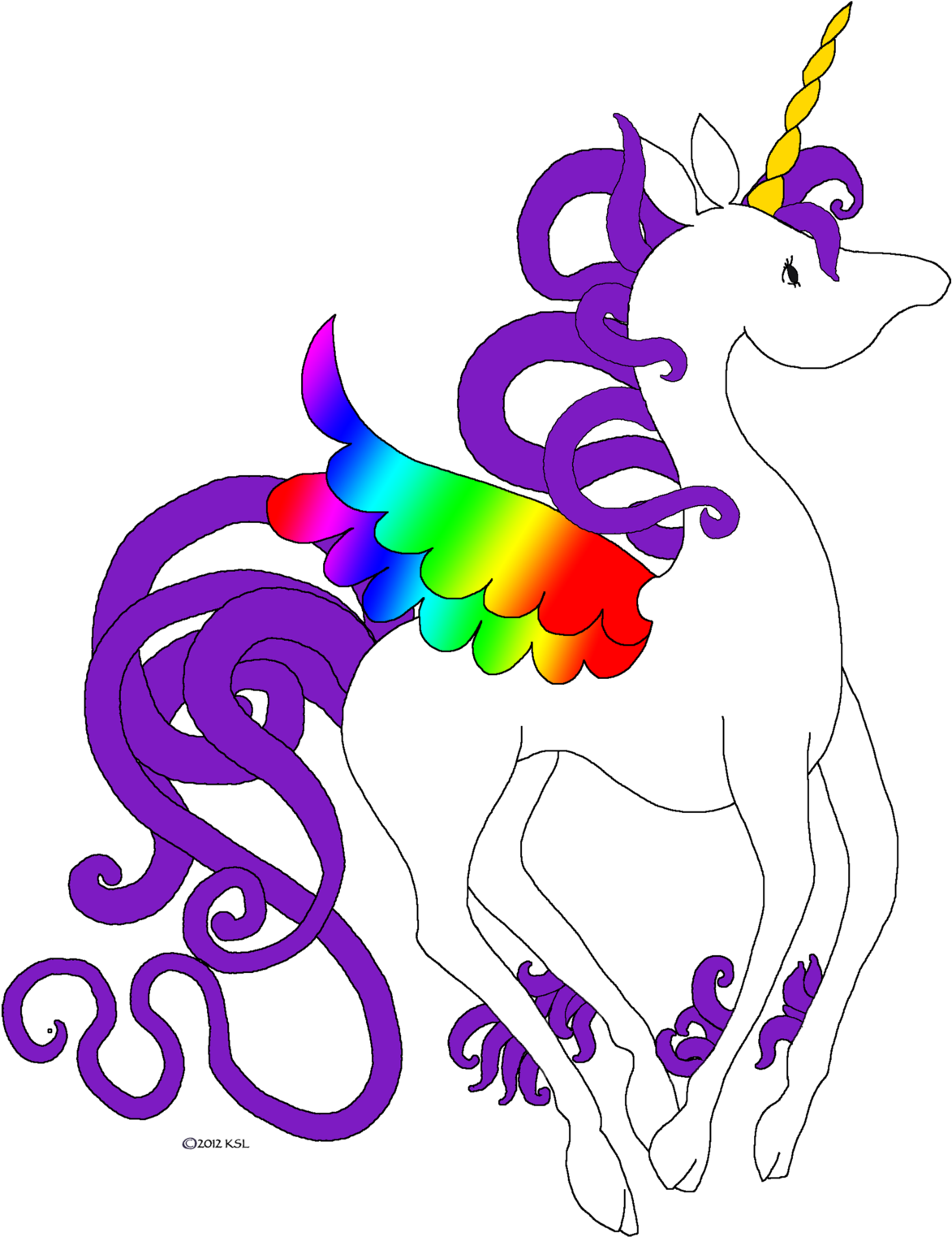 Unicorn - Licorne Ailee Dessin (1200x1550)