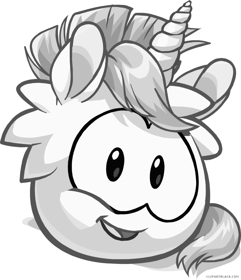 Cute Unicorn Animal Free Black White Clipart Images - Club Penguin Cute Puffle (930x1080)