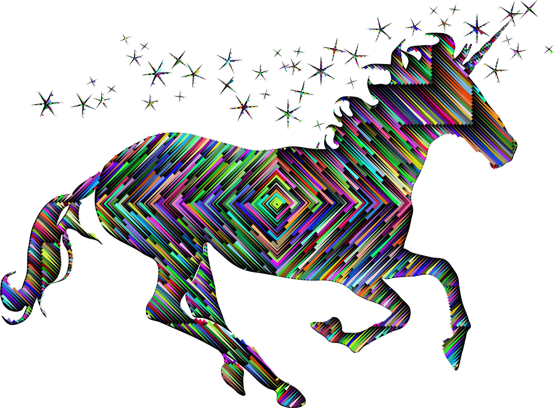 Magical Unicorn Silhouette Concentric With Background - Unicorn Silhouette Png (2332x1720)