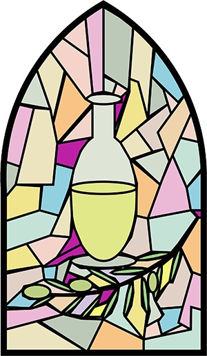The Seven Sacraments - Catholic Anointing Symbols In Stained Glass (300x516)