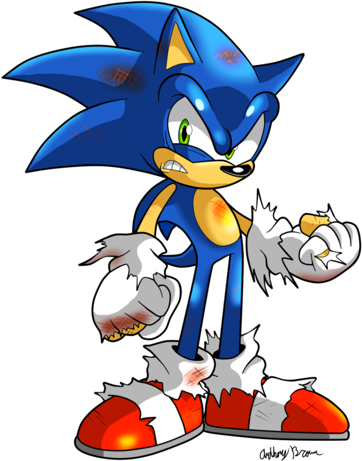 Hedgehog Clipart Mean - Beaten Up Sonic (795x1004)