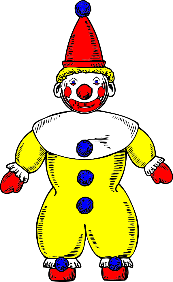 Clown Yellow With Cap - Clown Clipart (600x974)