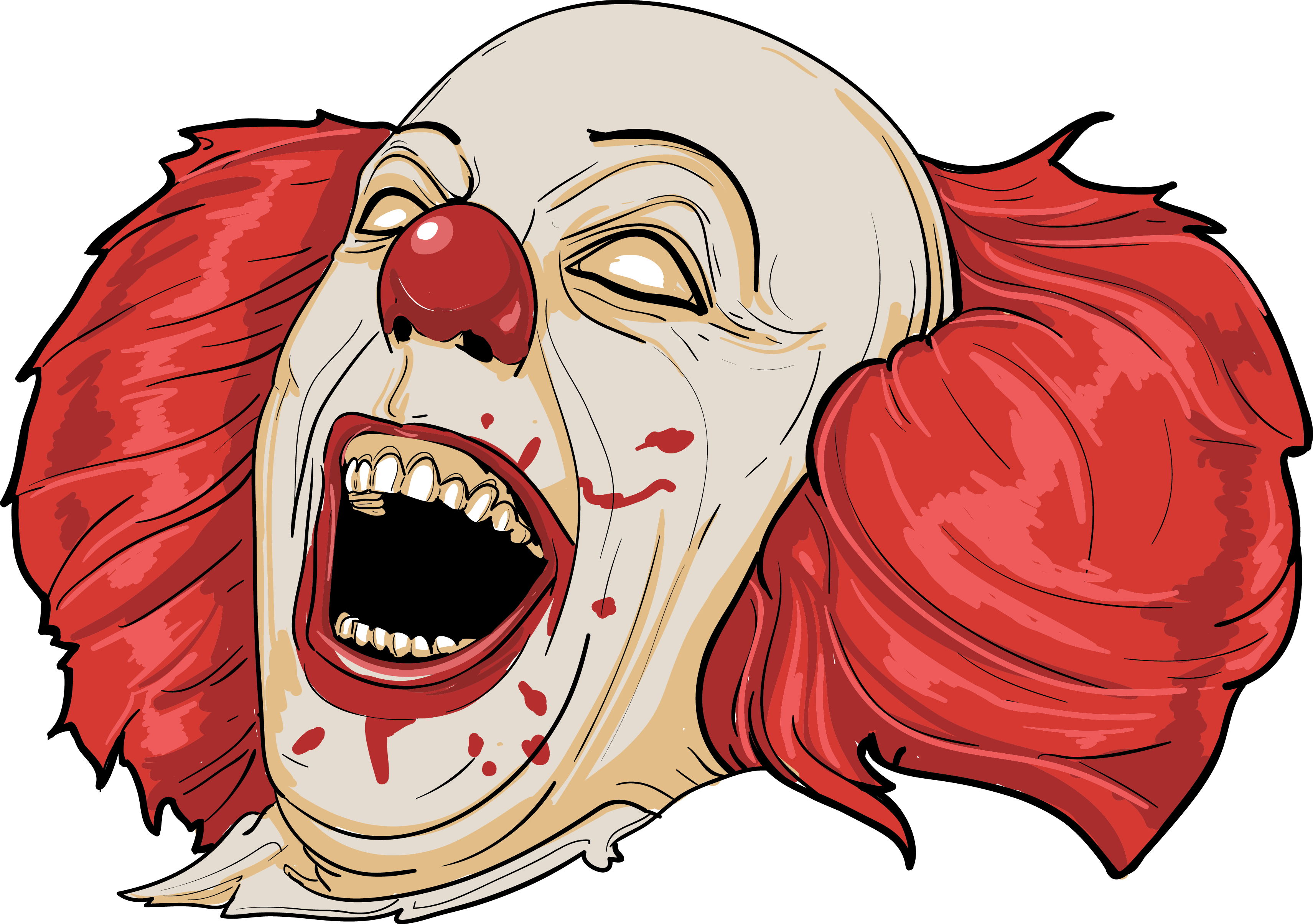 2016 Clown Sightings Evil Clown Clip Art - Evil Clown Vector (3423x2409)