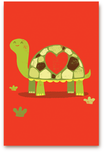 Tortoise Love Postcard - Lagom Designs Slow Love Valentine's Day Card (560x600)