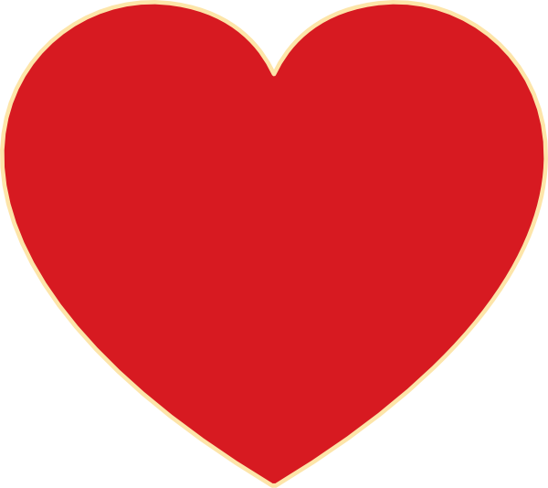 Red Heart With Ochre Outline Clip Art - Love Heart (600x534)