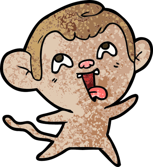 Crazy Cartoon Monkey - Illustration (505x550)