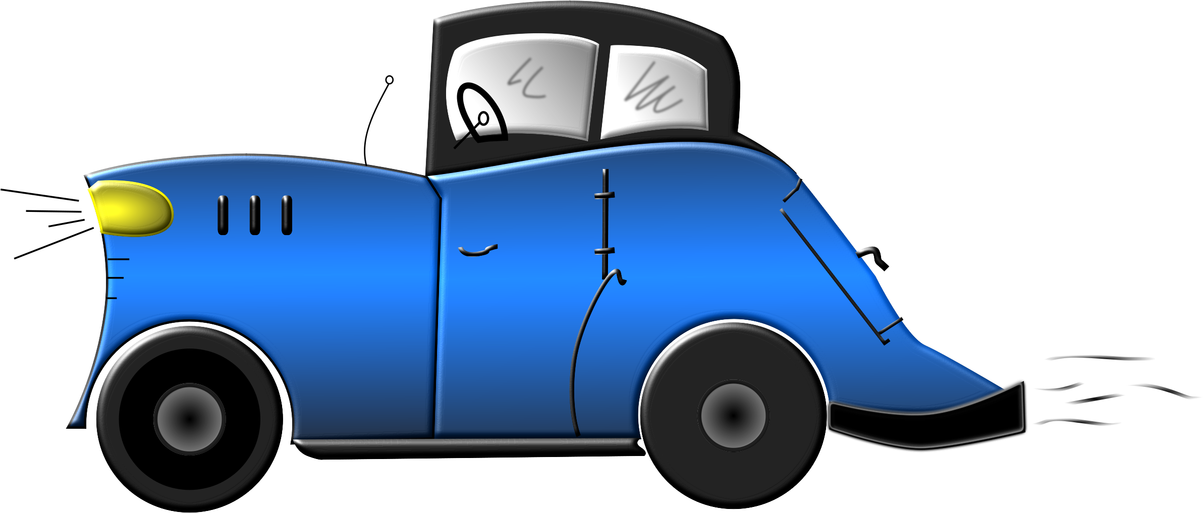 Blue Cartoon Cars - Cartoon Cars Transparent Png (2400x1050)