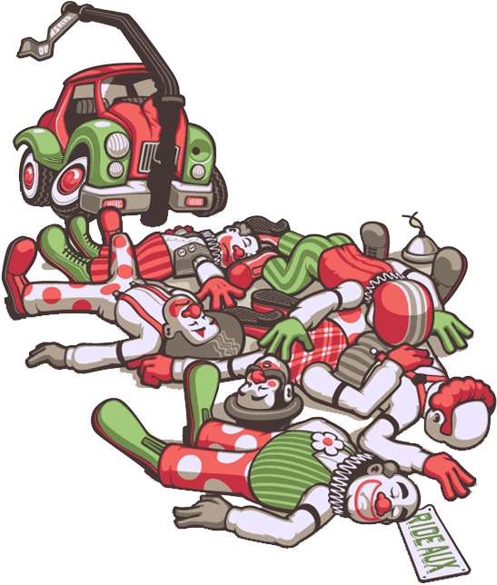 T-shirt Clown Car Evil Clown - T-shirt Clown Car Evil Clown (600x689)