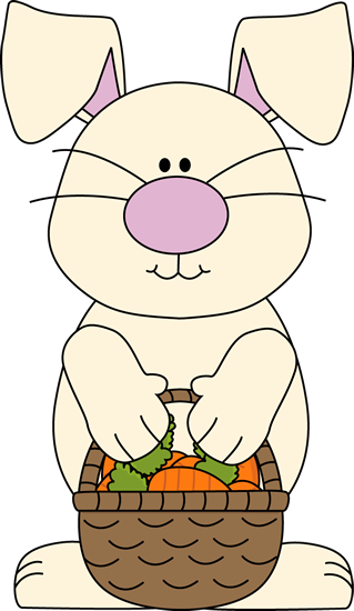 Patchwork Clipart Basket Yarn - Bunny With Easter Basket (319x550)