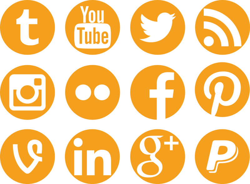Social Icons Png Image - Orange Social Media Icons (800x590)
