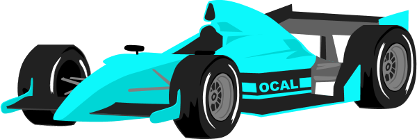 Racing Clipart Formula 1 - Blue Race Car Clip Art (600x200)