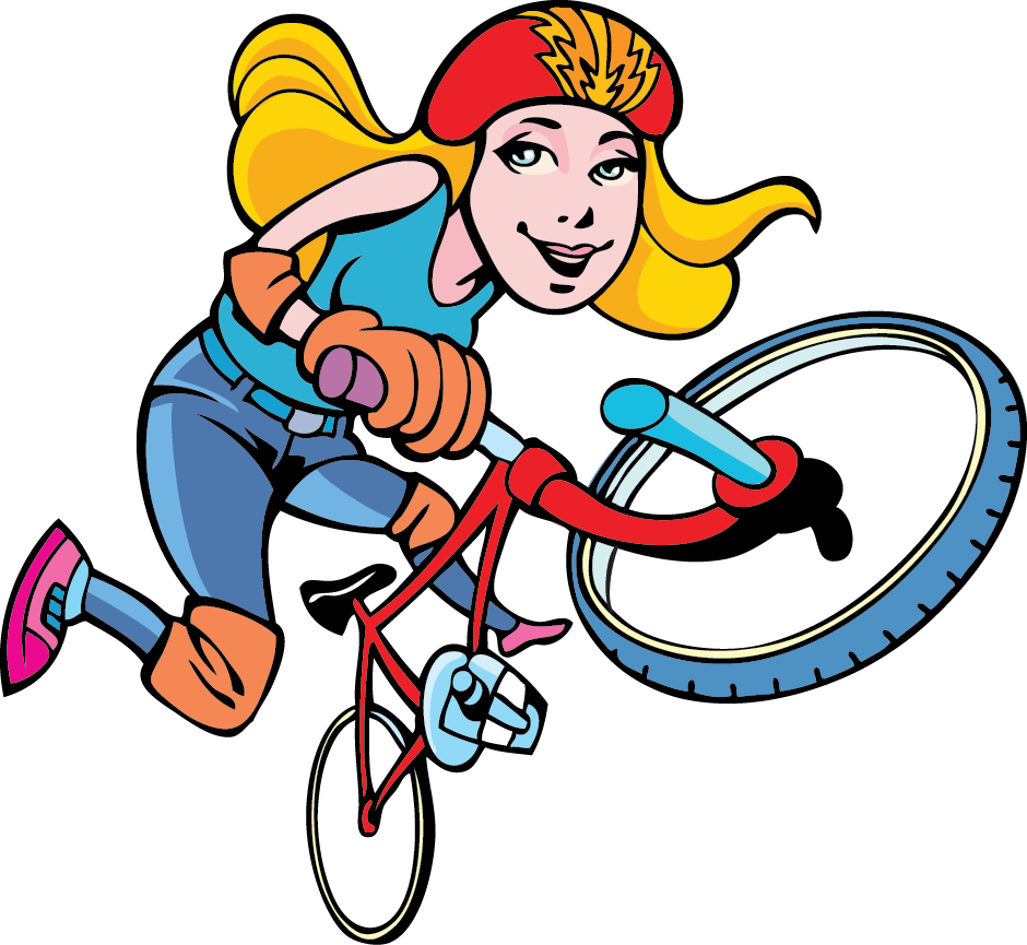 Girl Biking Team Cartoon (940x865)